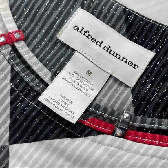 Alfred Dunner Beaded Neckline Red Grey Black Like New Medium - Picture 8 of 9